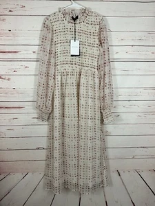NWT En Saison Modest Maxi Dress High Neck Long Sleeves Large Romantic  - Picture 1 of 6