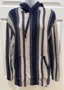 Lucky Brand Pullover Hoodie Sweater SMALL Striped Baja Beach Textile Sweatshirt - Picture 1 of 15