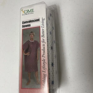 DMI Hospital Gown White With Blue Design, Side Ties. OSFM. NEW. - Picture 1 of 6