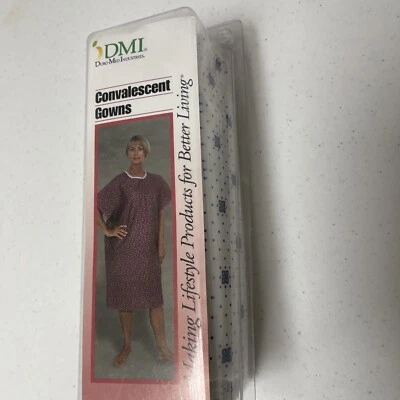 DMI Hospital Gown White With Blue Design, Side Ties. OSFM. NEW. - Image 1 of 4