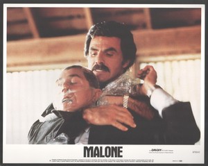 Malone #6 1987-original 11"x14" lobby card-Burt Reynolds-Alex Diakun- VF