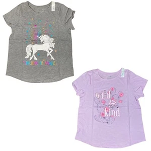 NWT 2 Piece So Favorite Graphic Kids Tee Shirt Girls Size 18 Plus Curved Hem - Picture 1 of 3