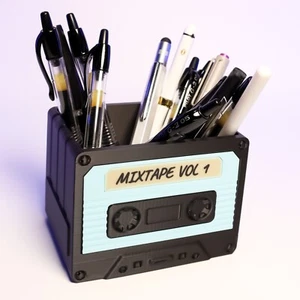 Cassette Desk Organizer Retro Office Decor Vintage Storage Solution - Picture 1 of 2