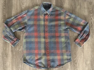 Vintage Gant Plaid Check Flannel Button Down Shirt Woodland Twill, Medium, Blue - Picture 1 of 7