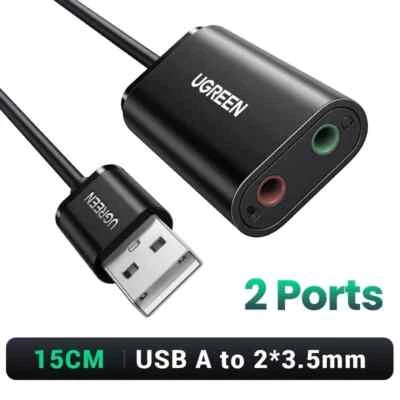 UGREEN USB Audio Mic & Headphone Adapter External Audio Splitter 3.5mm Stereo - Image 1 of 4