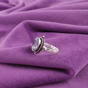 Natural Iolite Gemstone Jewelry 925 Stamp Silver Unique Ring For Friendship Day - Picture 1 of 2