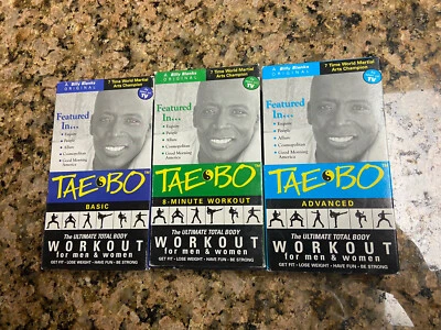 Tae-Bo Martial Arts Workout Fitness VHS Cassette Tape Lot Basic Advanced 8 Min - Image 1 of 3