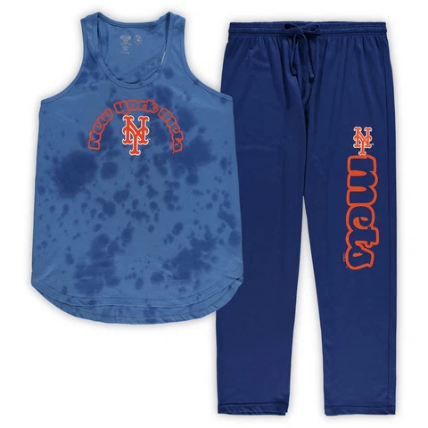 Women's Concepts Sport Royal New York Mets Plus Size Jersey Tank Top & Pants Cover