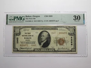 $20 1929 Baker City Oregon OR National Currency Bank Note Bill Ch #2865 VF30 PMG - Picture 1 of 6