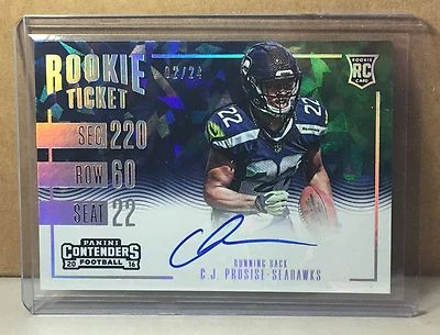 2016 PANINI CONTENDERS ROOKIE TICKET #313 C.J. PROSISE CRACKED ICE AUTO 2/24 - Image 1 of 2