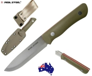 REAL STEEL - BUSHCRAFT III FIXED BLACK KNIFE D2 TOOL STEEL 3726 COYOTE + SHEATH! - Bild 1 von 1