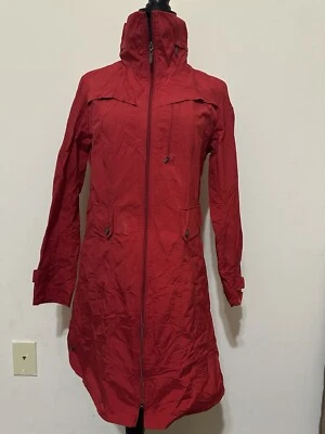 Abrigo de lluvia Cole Haan para mujer pequeño rojo con capucha cortavientos chaqueta al aire libre Foto 1 de 4