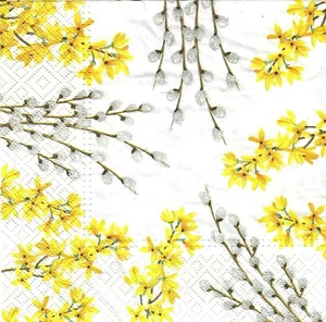 4 servilletas de papel individuales decoupage artesanales y de mesa Forsitia y sauce 59 - Imagen 1 de 1