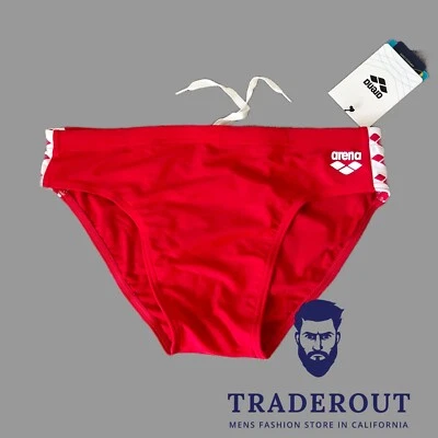 Arena men red Team fit Swim Brief bikini swimwear swimsuit 30 38 - Image 1 of 4