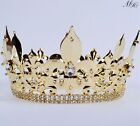 Gold Full Crowns Imperial Medieval Crystal Tiaras Pageant Party Costumes For Men