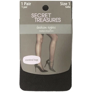Medias Secret Treasures para dama negras lisas talla grande 1-doble diamante-ST7CR - Imagen 1 de 1