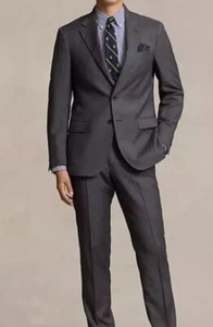 New Ralph Lauren 2btn Grey Suit 52 R Reg S Short Flat Pants - Picture 1 of 4