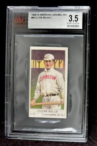 1910 American Caramel E91-C Clyde Milan Senators Type C BVG 3.5 - VG+ Senators