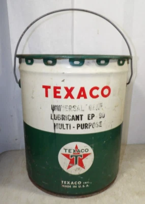 De colección Texaco Gear lubricante de aceite vacío cubo de metal de 5 galones lata cubo con tapa Foto 1 de 4