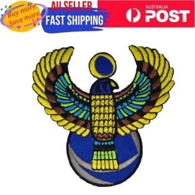 Egyptian Eagle Iron on Patch Golden Wings Egypt Bird Head dress 8×8×0.1cm(3.2g) - Image 1 of 3