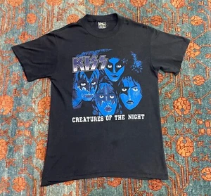 Vintage 80s KISS Creatures of the Night Band T shirt size medium 50/50 - Picture 1 of 5