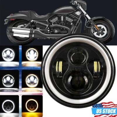 Faro LED DRL de 7" lámpara de ojo de ángel para Honda Shadow 1100 VTX1300C R VTX1800 Foto 1 de 4