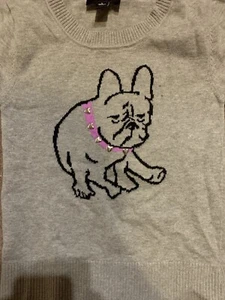 Girl’s IZ Girl Byer Girl’s Large, Grey Bulldog Sweater W/Heart Studded Collar - Picture 1 of 21