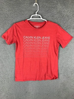 Camiseta roja Calvin Klein Jeans para niños manga corta cuello redondo talla M 10 12 Foto 1 de 4