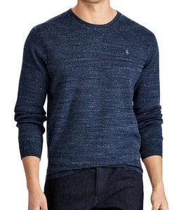 Polo Ralph Lauren Mens Crew Neck Navy Heather Sweater Cotton XL WORN 1x - Picture 1 of 12