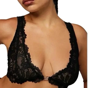 Savage X Fenty Black Lace Front Close Low Cut Lightly Lined Bralette NWT Size 3X - Picture 1 of 8