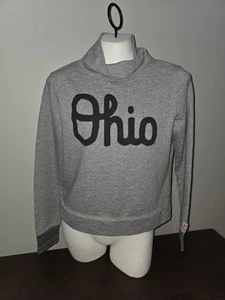 Women's HOMAGE Gray Mock Neck Script OHIO Sweatshirt Size Small - Picture 1 of 5