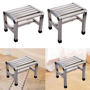 Foot Rest Shoe Changing Stool Toilet Stainless Steel Step Stool Shower Bench for - Picture 1 of 15