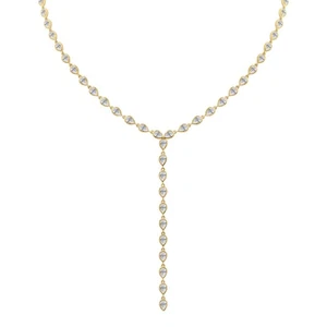 Conjunto de collar de bisel de diamantes creado en laboratorio 7,4 quilates pera VS1 D oro amarillo de 14 quilates - Imagen 1 de 4