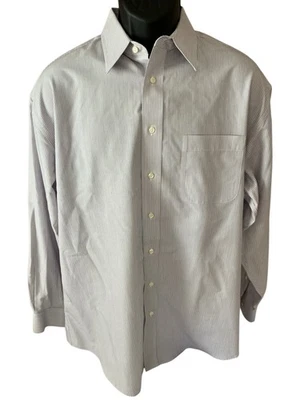 Jos. A. Bank Traveler's Dress Shirt Men's 16-34 Purple White Pinstripe LS - Image 1 of 4