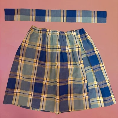 Minifalda a cuadros azul y blanca vintage años 60 con diadema a juego MOD Gogo Foto 1 de 4