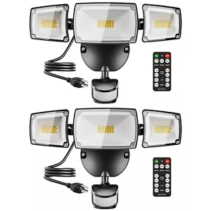 55W LED Security Lights 5500LM Motion Sensor Light with Remote Control 1/2 Packs - Picture 1 of 12