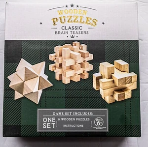 Rompecabezas de madera clásico Brain teasers 3 juego conjunto, caja nueva sellada! - Imagen 1 de 3