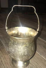 Vintage Silverplate Ice Bucket w/ Handle Etched Ornate Raimond EPNS England Vase