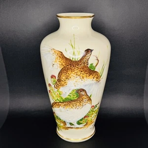 Lenox PTARMIGAN Game Bird Vase Limited Edition 9500 Gold Ring Neck 12” USA NICE - Picture 1 of 16