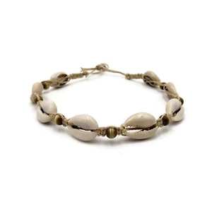 Fashion Cowrie Shell Choker Tiger Eye Beads Hemp Necklace Choker Boho Jewelry - Picture 1 of 2