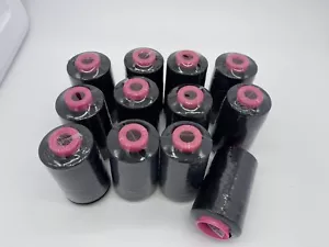 12 Big Spools BLACK Serger Sewing Machine Thread 6000 YARDS per Cone T27 S/2 - Picture 1 of 5