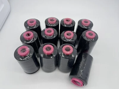 12 Big Spools BLACK Serger Sewing Machine Thread 6000 YARDS per Cone T27 S/2 - Image 1 of 4