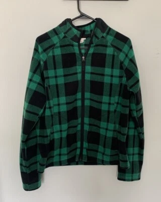 Chaqueta a Cuadros Merona Damas Cremallera Completa Verde/Negro Vellón Talla Mediana Foto 1 de 4