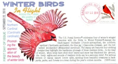 COVERSCAPE computer generated "Birds in Winter" 2018 forever Set of 4 U/O fdc's - Image 1 of 4