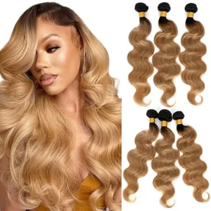 10A Body Wave 1B/27 Unprocessed Brazilian Remy Human Hair Bundles 18 20 22 Inch - Picture 1 of 6