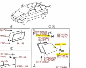 Toyota Sienna 98-00 Rear Qtr Glass Retainer & Screw Genuine OEM OE - Picture 1 of 1