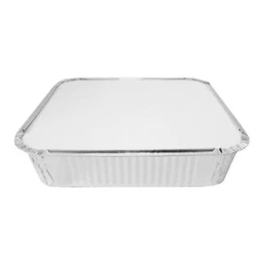 Aluminium Foil Food Containers 9 x 9 x 2 inch – Large Recyclable Trays with Lids - Picture 1 of 6