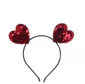Valentine'S Day Headband Heart Headband Red Sequin Love-Shaped For Women Girls - Picture 1 of 4