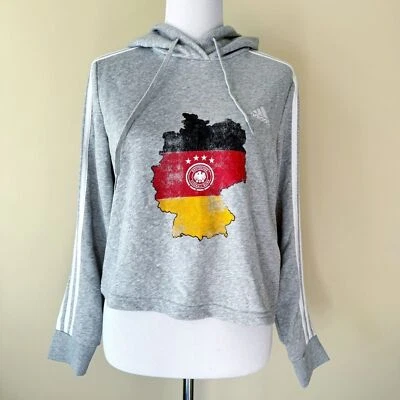 Adidas Alemania Fútbol Recortado Sudadera con Capucha Mujer Mediana Sudadera Equipo Alemán Gris Foto 1 de 4