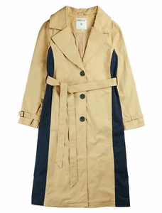 Allegra K Women's Notched Lapel Long Jacket Contrast Color Trench Coat - Picture 1 of 2